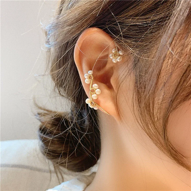 1PairNonpiercedEarringsPearlMetalAdjustableEarClipEarrings