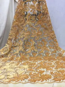 

Gold Purple ew Arrival Sequins Lace Fabrics African Nigerian Tulle Mesh Lace Fabric for Wedding Velvet Lace Fabrics with beads