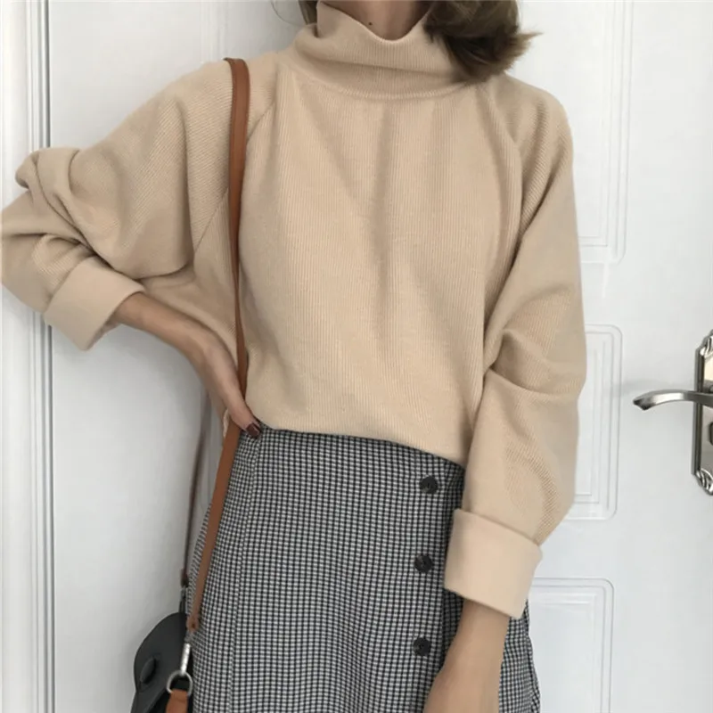 Pull Femme, осенняя Водолазка с длинным рукавом, пуловер, женский свитер,, модный однотонный свободный женский топ, Sueter Mujer, GAOKE