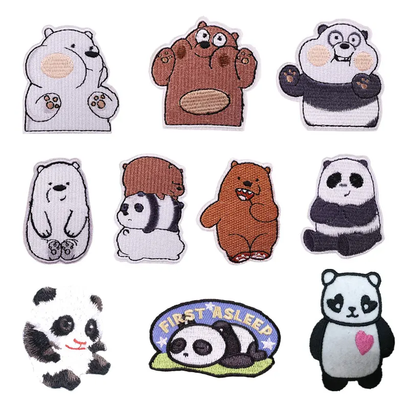 

Greedy Panda Animal Patches for Clothing Iron Embroidered Sewing Applique Cute on Fabric Badge DIY Apparel Accessori Decoration