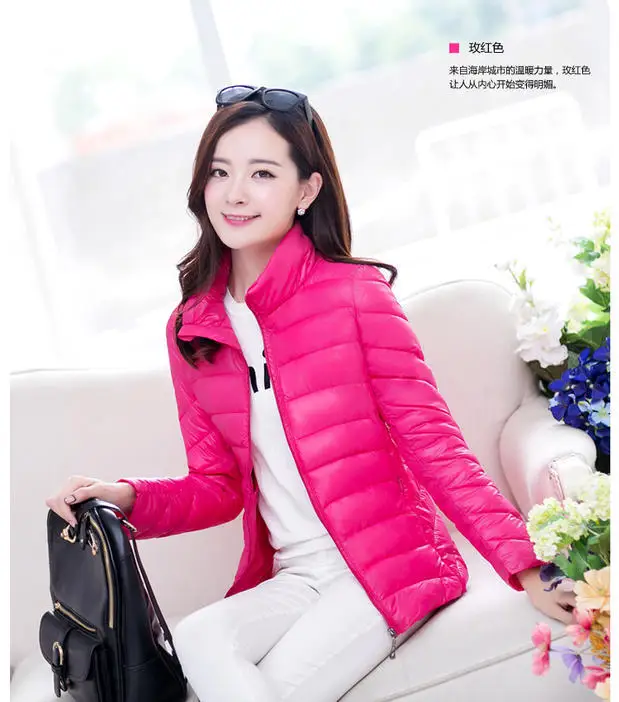 

18 New Style Lightweight down Jacket Cotton-padded Clothes Women's Short Slim Fit Korean-style Long Sleeve Stand Collar Winter d
