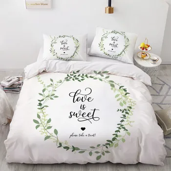 

3D White Bedding Set Custom Design Flower Duvet Cover Sets Nordic Comforther Cases Pillow Case 200*230cm Full Twin Double Size