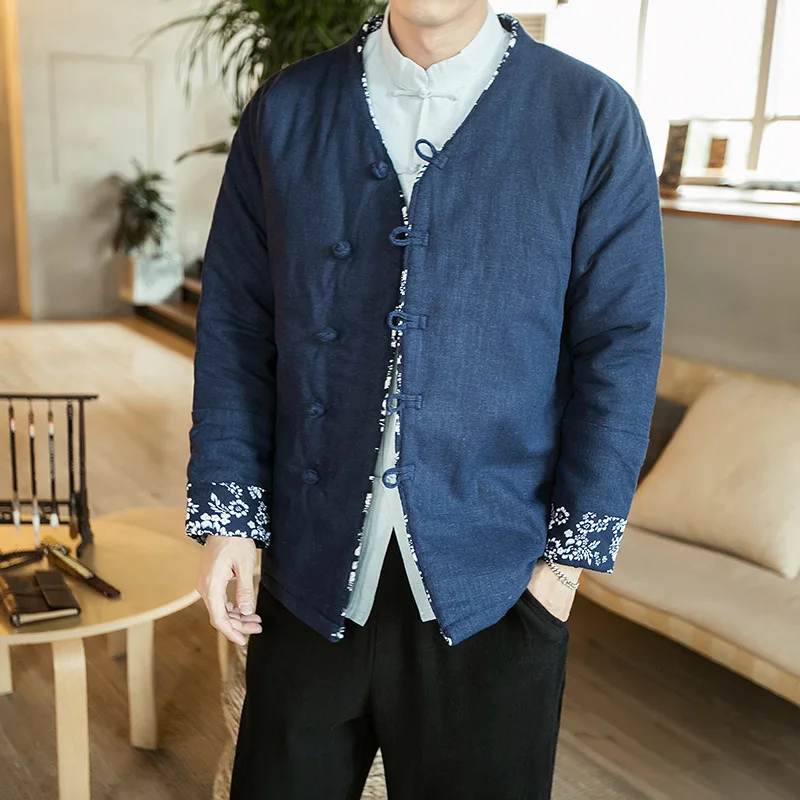 Autumn And Winter New Style Plus-size style Chinese-style Retro Cotton-padded Clothes-Cotton Linen Floral Jacket