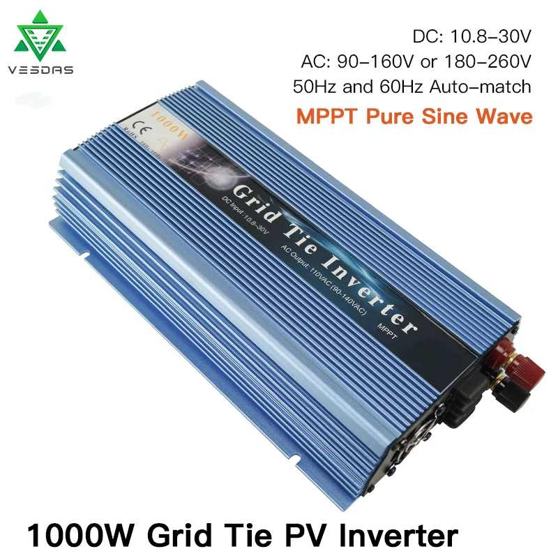 Blue 1000 Вт на сетке Tie инвертор MPPT микро Солнечный преобразователь 10,8-30 В постоянного тока в переменный 80-260 в Чистая синусоида Инвертор для 1000-1200 Вт - Цвет: Blue