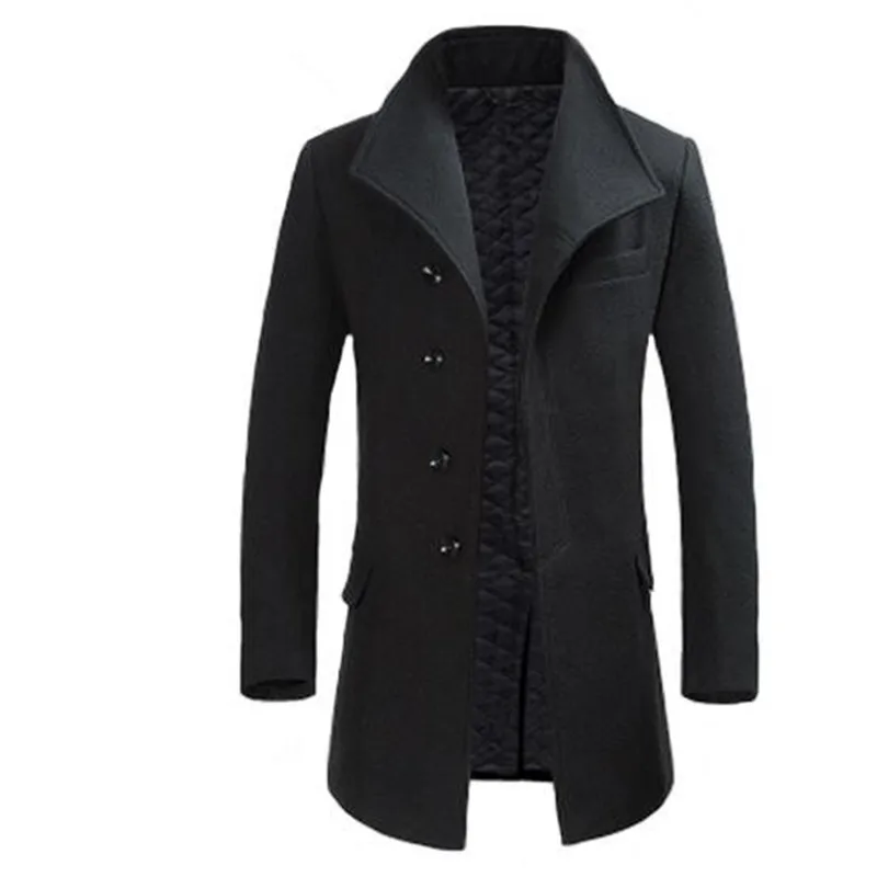 Casaco Masculino Inverno пальто из плотной шерсти Мужское пальто с отложным воротником на одной пуговице шерстяная куртка для мужчин