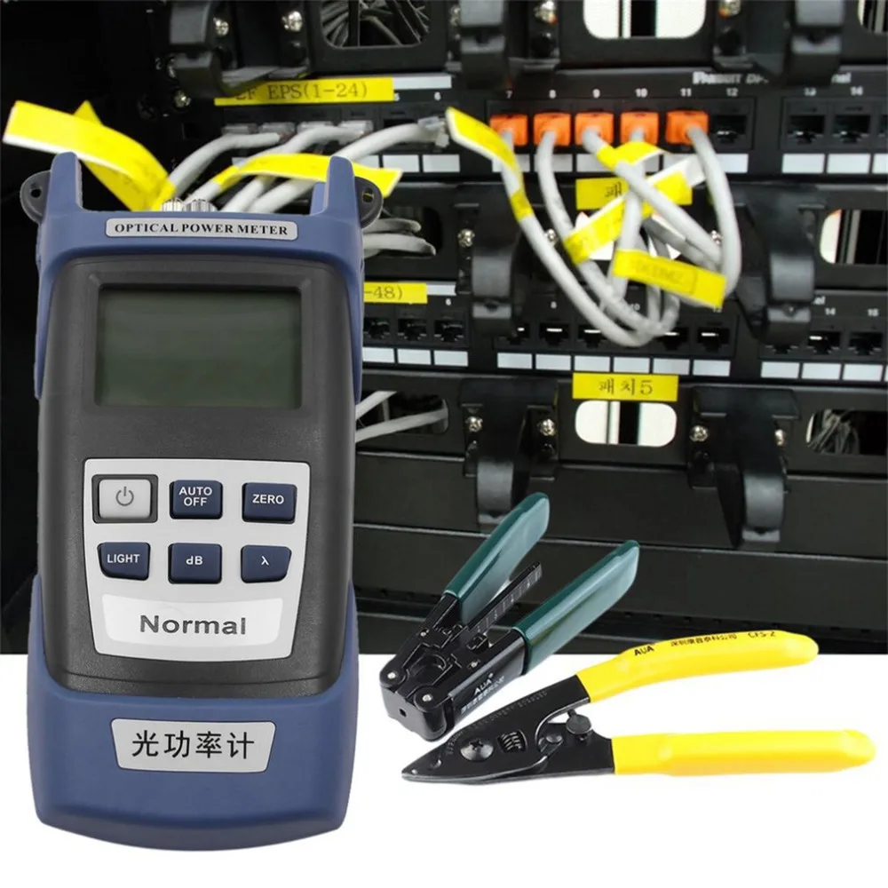 

Practical Fiber Optic FTTH Tool Kit with FC-6S Fiber Cleaver and Optical Power Meter 5km Visual Fault Locator Fiber Stripper