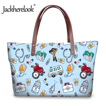 

Jackherelook Premium Sketch hospital Pattern Top-handle Bags Ladies Hand Bags Female Travel Shoulder Tote Bags Mujer