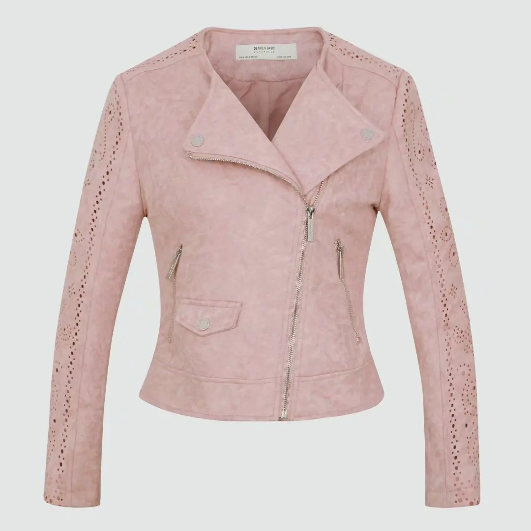 

2019 Autumn And Winter New Style Oblique Zipper Leather Coat Women's Hollow out Short PU Leather Jacket Women's A5esx012