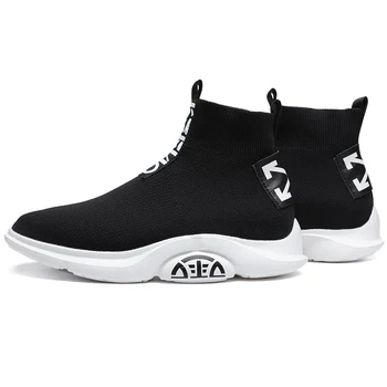 

Plus Cashmere Cheap Sneakers Men 2019 High Top Socks Shoes Chunky Shoes Man Mesh Boots Shoes Men Fly Weave Sneakers Men Footwear