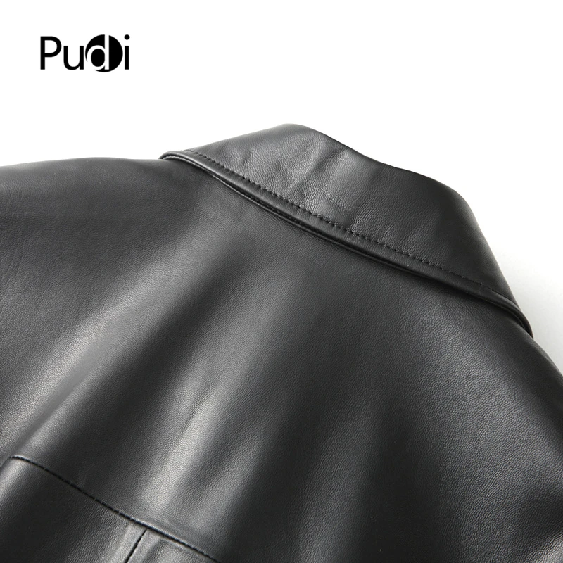 Pudi, Женское пальто из натуральной кожи, зимняя куртка из натуральной кожи, женские длинные пальто, тренчи, куртки черного цвета, A29108