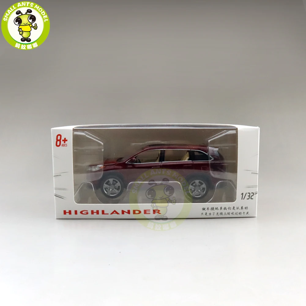 1/32 JACKIEKIM Highlander SUV Diecast Metal Model CAR Toys for kids children Sound Lighting Pull Back gifts - Цвет: Red(with box)