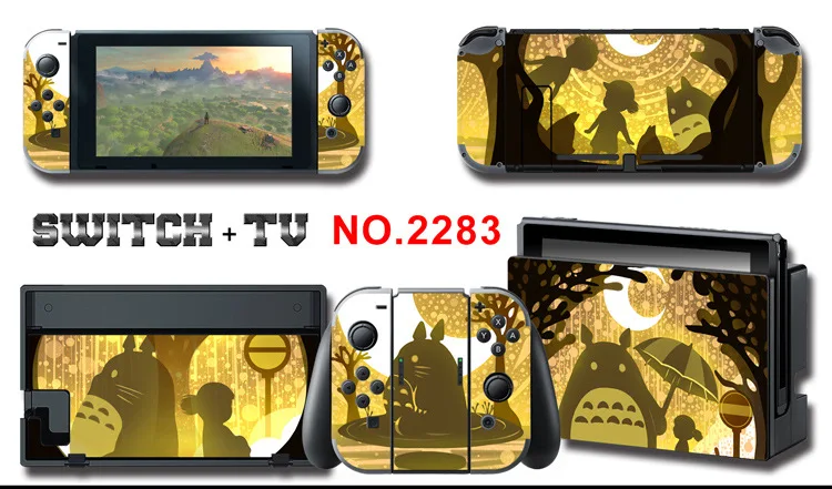 1set New Cute Anime Full Body Sticker for NS Switch Protective Cover Skin Colorful Art for Game Console Joy-Con Controller Decor