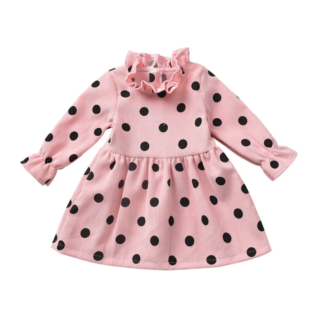 Одежда для маленьких девочек vestidos bebe festa/платье принцессы в горошек с оборками для маленьких девочек вечерние, повседневные платья с длинными рукавами