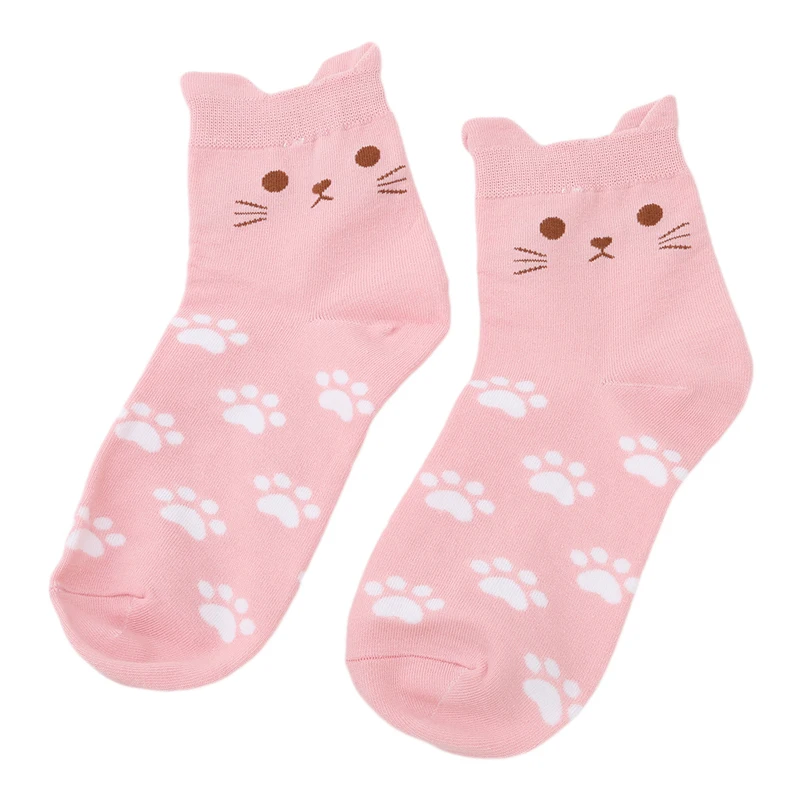 Cute Harajuku Print Cat Funny Socks For Wome Korean Animal Low Cut Ankle Sock Candy Color Socks Sokken Sport Yoga Socks
