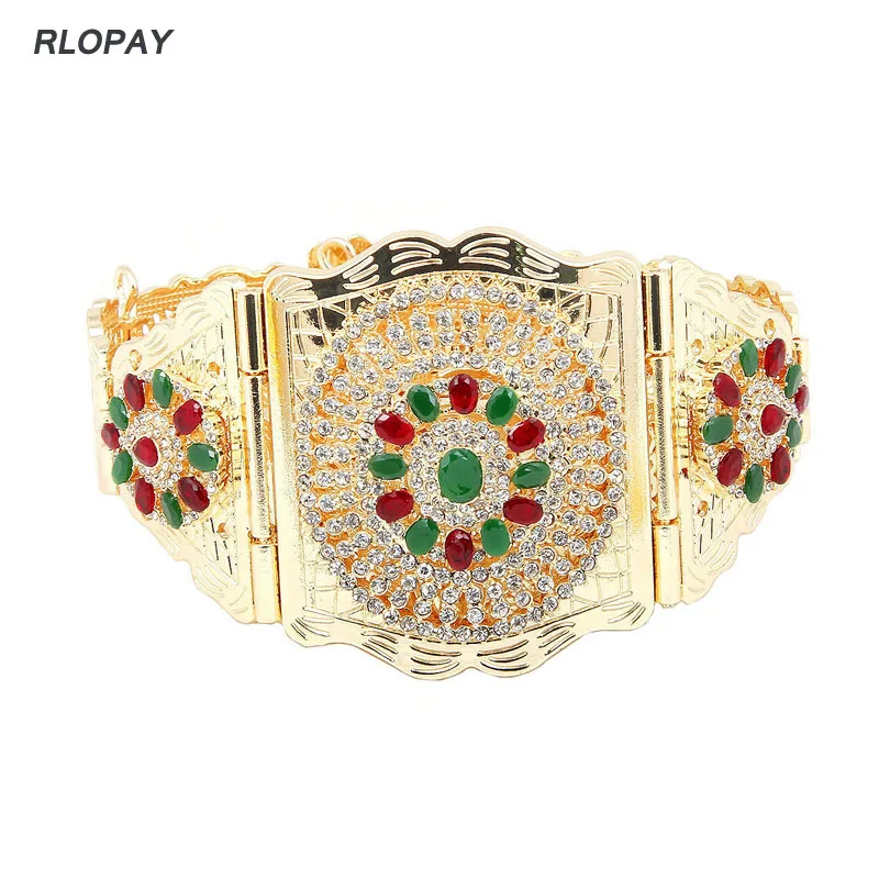 

New Moroccan Chic Caftan Belt For Women Luxury Birdal Wasit Band With Colorful Rhinestone Arabic Gold Belts