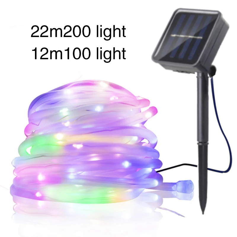 Красивые 8 функций гирлянды на солнечной батарее, водонепроницаемый светодиодный светильник на веревке для украшения дома, вечеринки, дня рождения, звуковая активация, креативный
