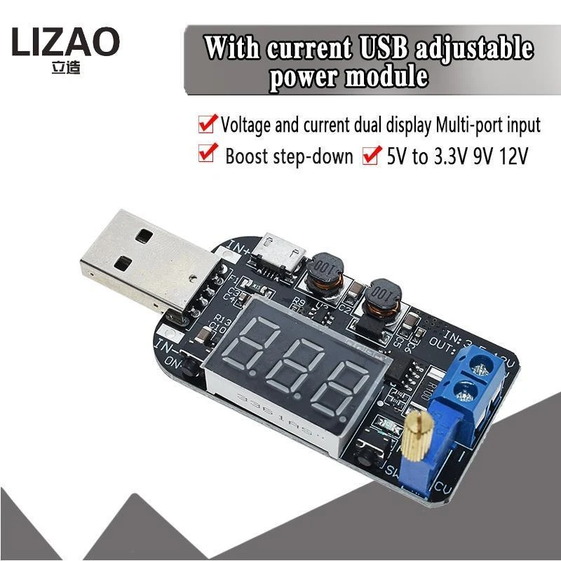 USB Buck Boost Power Supply Module Voltage Regulator Board 5V to 3.3V 9V 12V 24V Adjustable Buck Converter with LCD Temperature Display USB Buck Boost Power Supply Module Voltage Regulator Board 5V to 3.3V 9V 12V 24V Adjustable Buck Converter with LCD Temperature Display