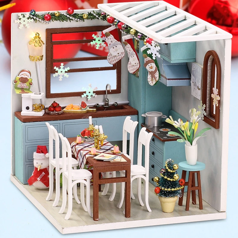 diy rahat yazlik bina modeli ev dekorasyon bulmaca yapi taslari ev dekor modeli yilbasi hediyeleri yeni yil dekorasyon figurines miniatures aliexpress