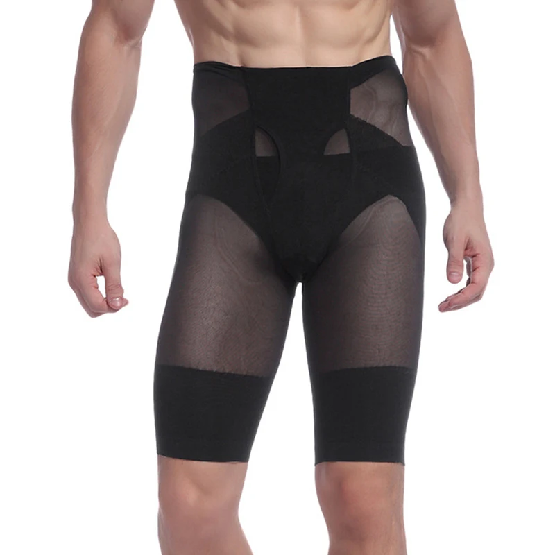 Men's Tummy Control Shapewear Shorts High Waist Slimming Anti-Curling Underwear Body Shaper Seamless Boxer Brief
