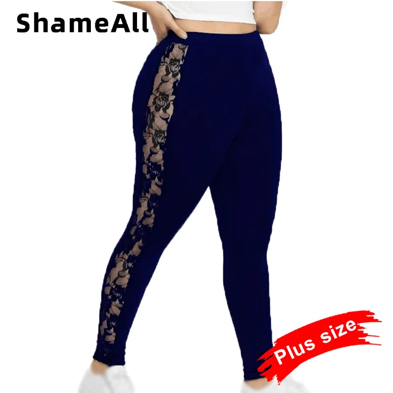 Размера плюс с высокой талией фитнес леггинсы осень похудения 4XL 5XL черные