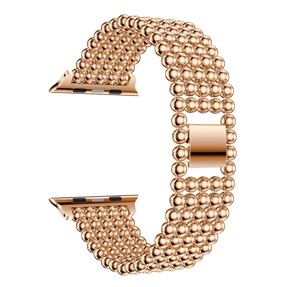 Rose Gold Роскошные Нержавеющая сталь сопутствующий браслет, ремешок для наручных часов Apple Watch, 38, 40, 42, 44 мм металлический ремешок для наручных часов iWatch, 4/3/2/1 ремешок на запястье - Цвет: Rose Gold