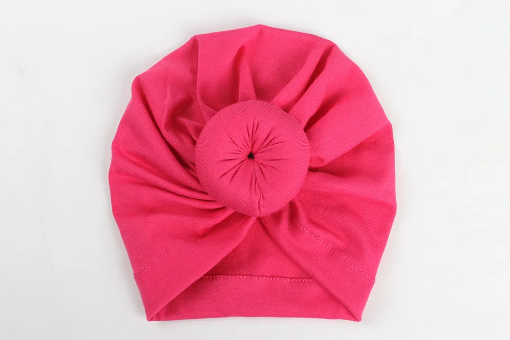 12 цветов, детские повязки на голову, повязка на голову из хлопка, зимняя теплая детская чалма, шапочка, эластичная повязка на голову, головной убор для От 1 до 2 лет - Цвет: Розово-красный