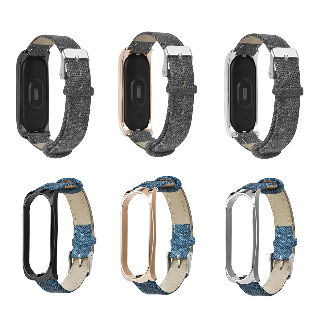 Bakeey для Xiaomi Miband 4 джинсовый кожаный ремешок для часов Ремешок для часов на замену смарт-аксессуары модные ковбойские носимые устройства
