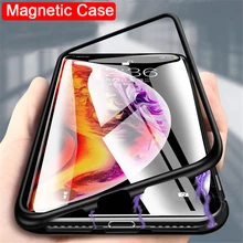 Magnetic Adsorption Metal Case For iPhone 11 Pro X XS Max Tempered Glass Back Magnet Cover For iPhone 6 6s 7 8 Plus 11Pro Cover