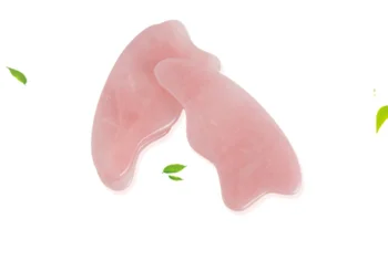

KCONYD Factory Wholesale Natural Jade Body &Face Guasha Plate-Rose quartz-triangle waves shape