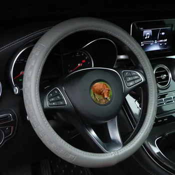 

General Car Steering Wheel Cover Genuine Leather Soft And Breathable Steering Wheel Protective Cover Silicone Material Health