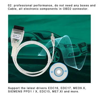 

MPPS V13.02 OBD2 K CAN ECU Chip Tuning car diagnostic test line Diagnostic Supplies Accessories