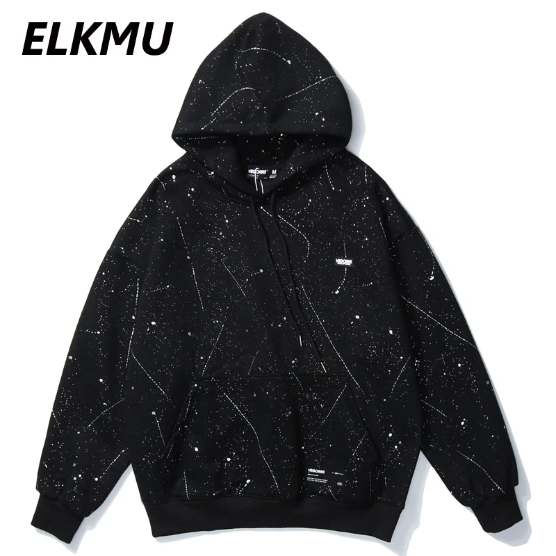 Толстовка ELKMU Мужская Флисовая худи с принтом граффити чернилами в стиле