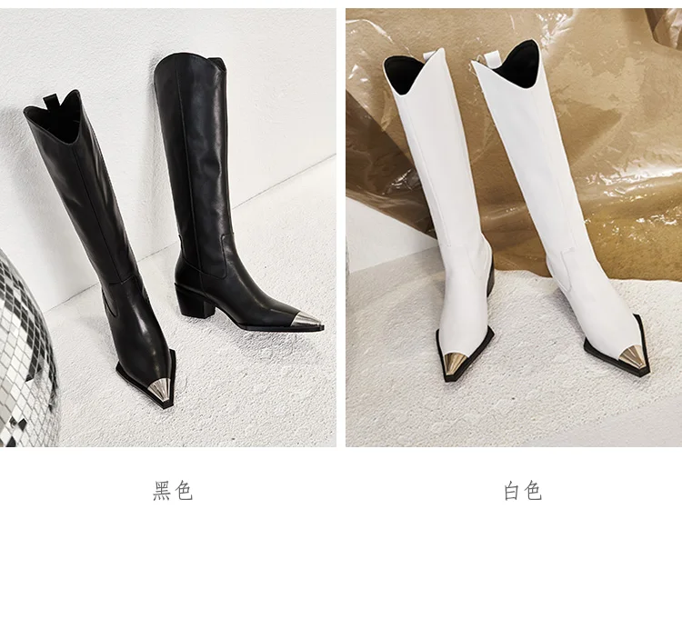 Vinapobo/ г.; зимние женские сапоги до колена; сапоги на высоком каблуке; вечерние модельные туфли из натуральной кожи с острым носком и металлическим украшением; женская повседневная обувь