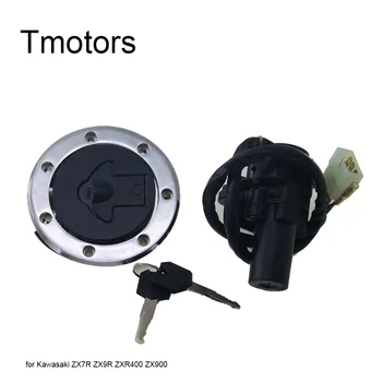 

For Kawasaki ZX7R ZX9R ZXR400 ZX900 Motorcycle Ignition Key Switch Seat Lock Fuel Tank Gas Cap Cover Set