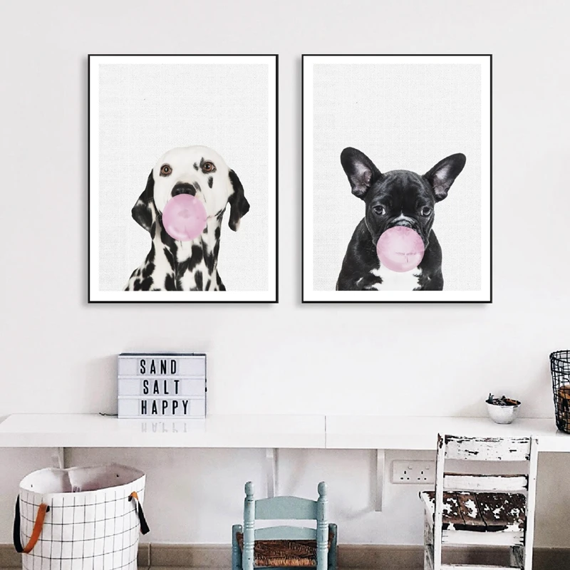 Cute Dog Modern French Bulldog Animals Poster And Dalmatian Canvas Painting Print Picture Home Wall Art Decoration Wall Sticker