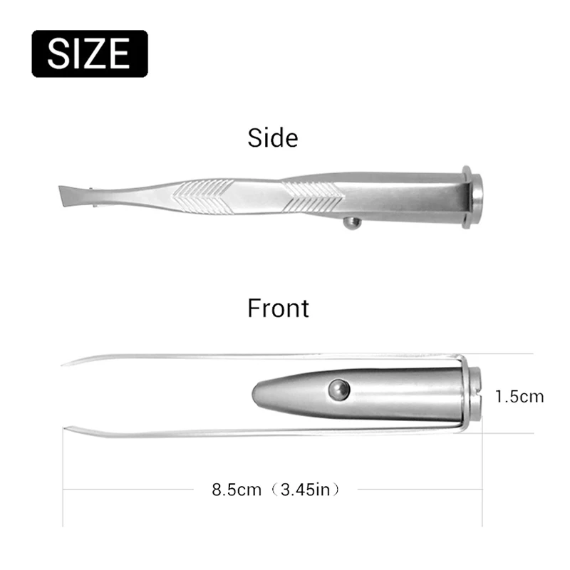 Светодиодный Пинцет+ 3 батарейки для ресниц и бровей для удаления волос из нержавеющей стали для бровей инструменты для пинцета