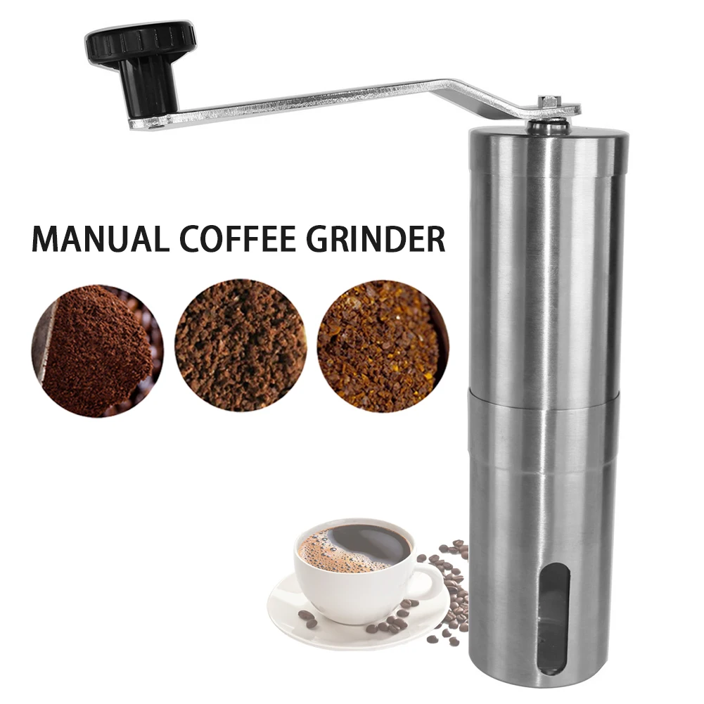 

Mini Stainless Steel Hand Handmade Coffee Bean Burr Grinders Silver Manual Coffee Grinder Mill Kitchen Tool Crocus Grinders