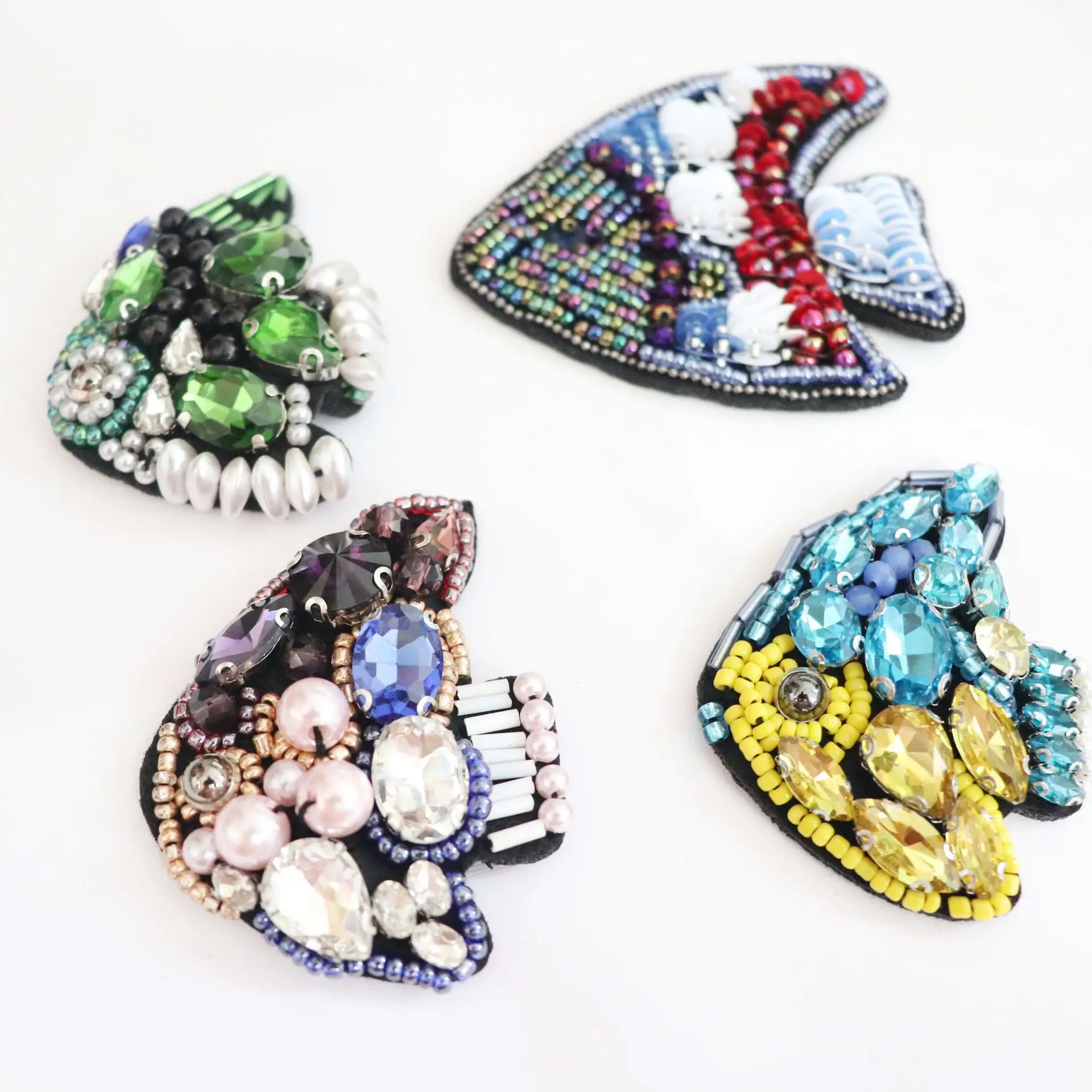 Handmade beaded goldfish cloth stickers DIY clothing decoration cloth stickers clothes hole patch