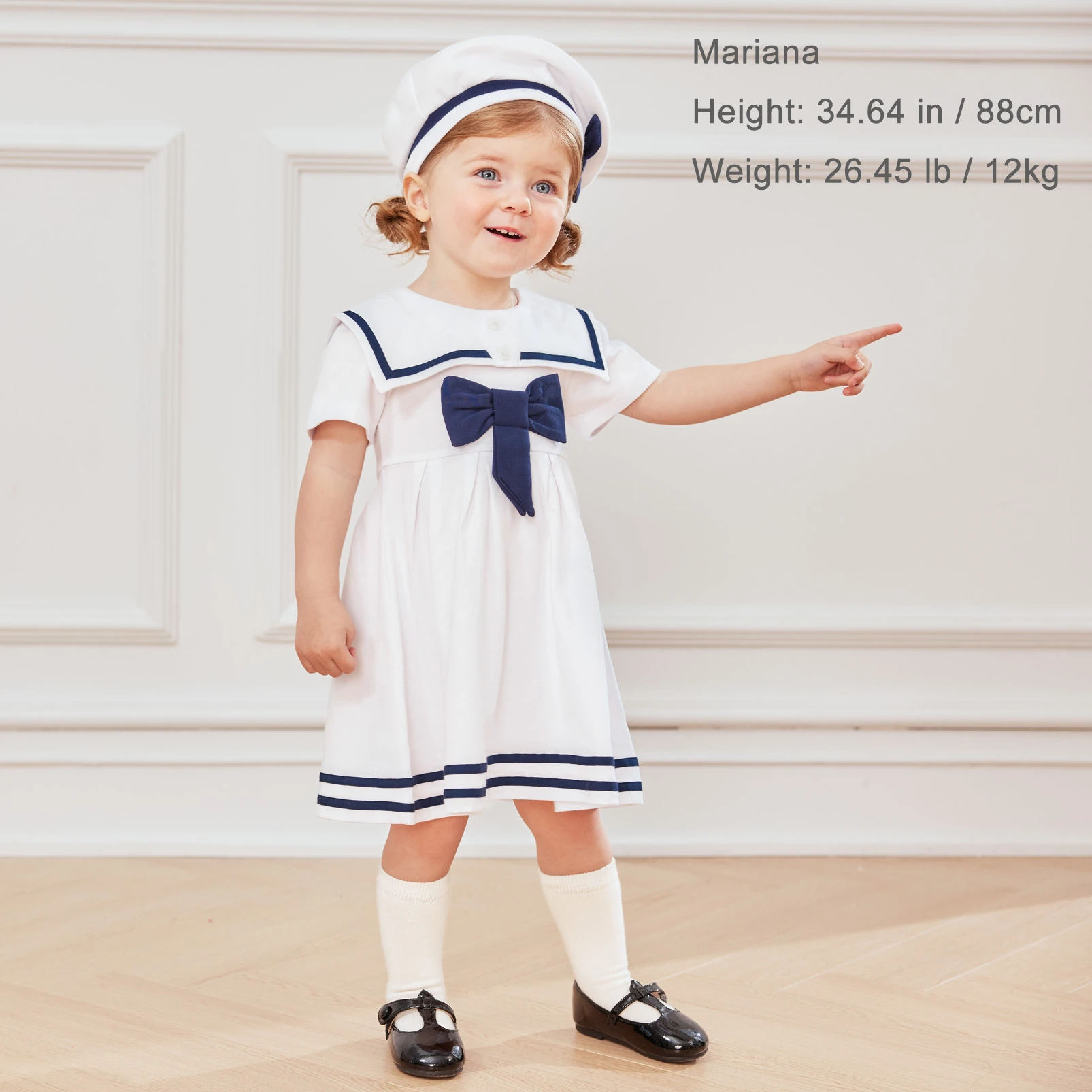 Pureborn Toddler Infant Baby Girl Sailor Dress Bowknot Sailor Collar Summer Breathable Cotton