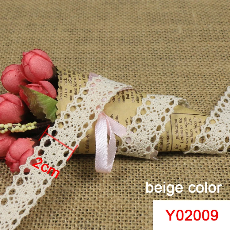 Y02009 Beige Новая высокое качество Подрезка кружевной ленты 10 ярдов/партия хлопок материал вышитые кружева для шитья дома DIY Аксессуары - Цвет: Y02009 Beige