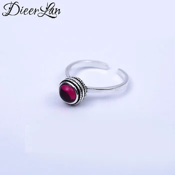 

Summer Beach Vacation Vintage 925 Sterling Silver Red Crystal Ball Ring For Women Boho Knuckle Rings Boho New Charming Jewelry