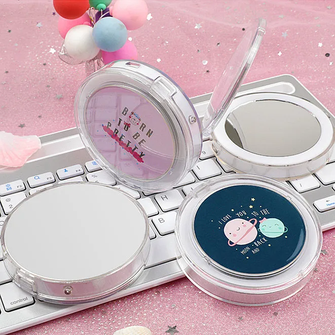 1 шт., светодиодный мини-зеркало для макияжа, ручное складывание, маленький портативный кабель Micro USB для подключения, пригодный для использования, косметическое зеркало, инструмент для макияжа