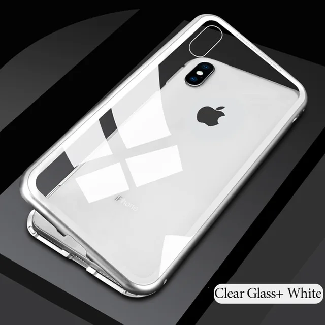 360 Magnetic Adsorption Case for iPhone 11 PRO MAX Clear Tempered Glass Magnet Cover for iPhone XR XS MAX X 6 6s Plus - Цвет: Transparent Silver