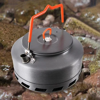 

1.6L Heating Kettle Outdoor Pot Hard Aluminum Camping Silver Large mouth design
