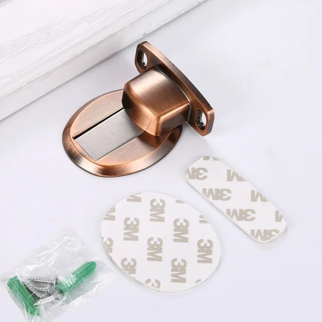 Invisible Magnetic Door Stopper Stainless Steel Punch-free Windproof Mechanical Self-locking Door Stop Door Stopper Ring Gasket Hardware