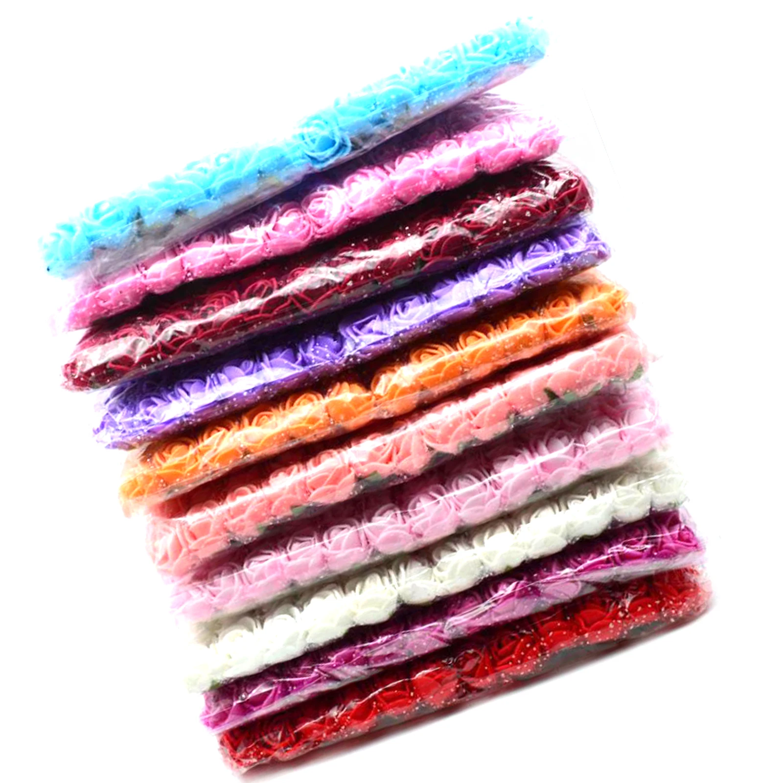 1440pcs mix color Decorating artificial flower PE rose flower bouquets with Yarn