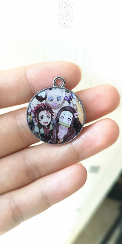 lot Kimetsu no Yaiba Charm Necklace Bracelet Earrings Pendants Key DIY