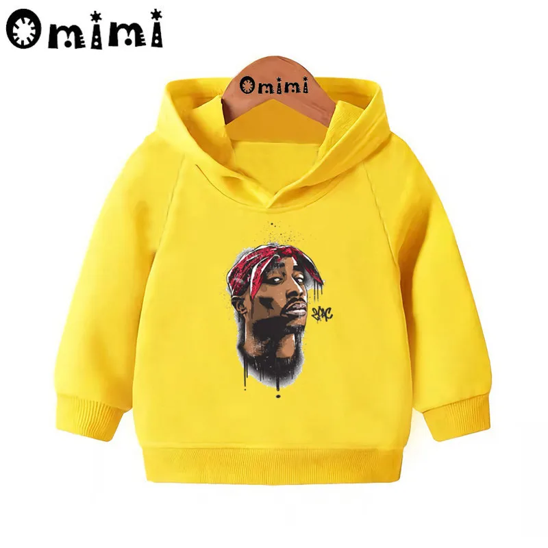 Дети Тупак 2pac Хип-хоп Swag печати крутые Свитшоты детские толстовки с капюшоном пуловер для малышей топы для девочек и мальчиков, осенняя одежда KMT287