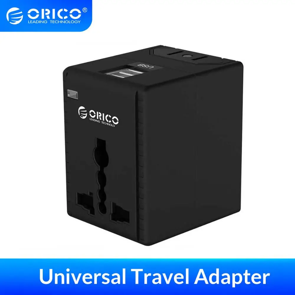 Универсальный адаптер питания ORICO дорожный конвертер Все в одном с 2 usb разъемами