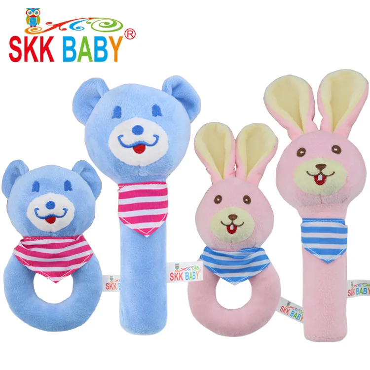 SKK Baby0-1 лет, Детские Ручные погремушки в виде животных, медведь, кролик, ручные детские игрушки-погремушки